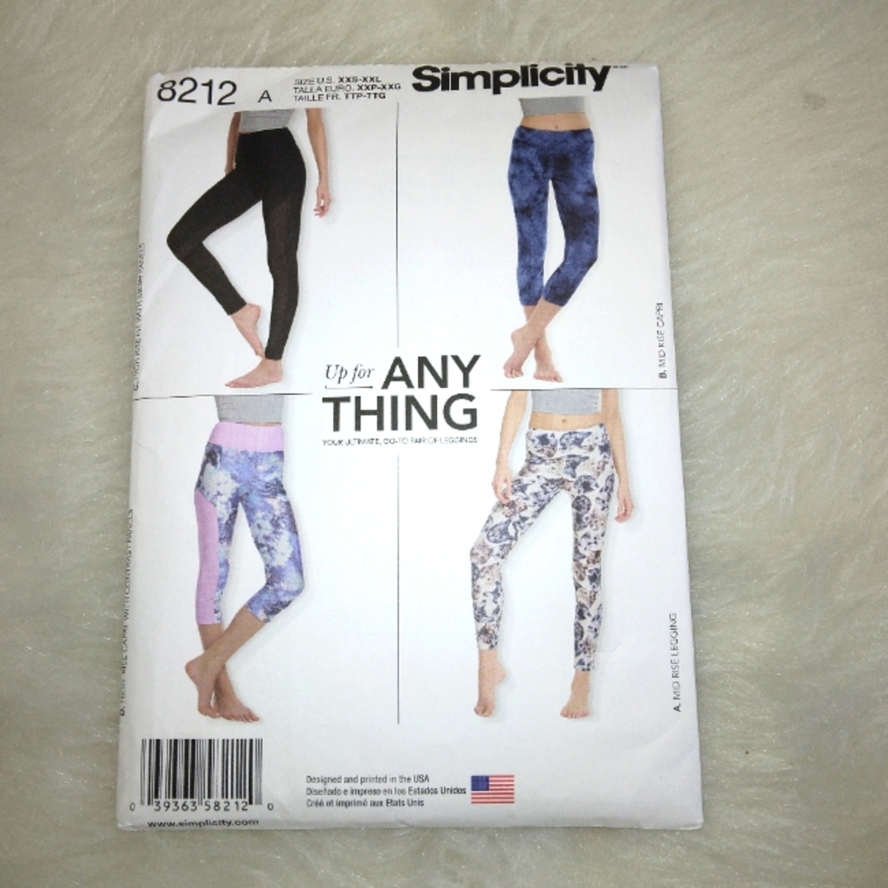 SIMPLICITY 8212 Sz XXS-XXL Misses knit leggings with length variations